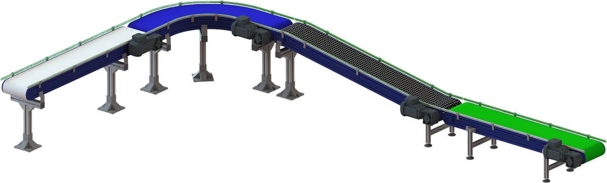 Convoyeur PVC-PU avec bandes alimentaires et toiles métalliques
