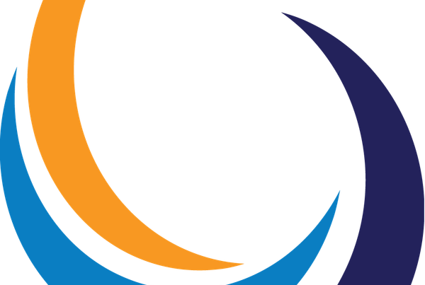 Logo ABM TECNA : trois croissants orange, bleu et bleu marine