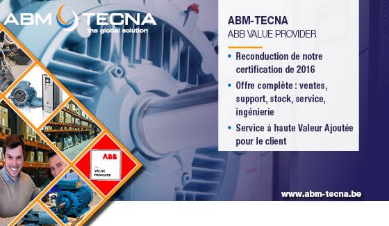 Affiche : ABM TECNA ABB Value Provider, certification de 2016 reconduite, offre complète, service à haute valeur ajoutée