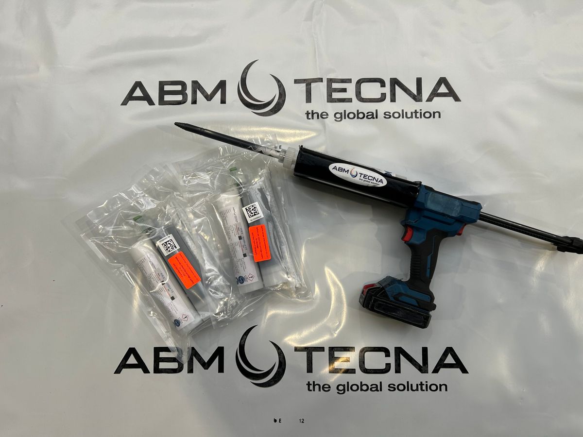 Kit de réparation à froid de bande transporteuse : cartouches PRS 1.5 et pistolet sans fil sur bâche ABM TECNA