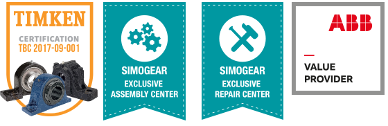 Certificeringen: Timken TBC 2017-09-01, SIMOGEAR exclusief assemblage- en reparatiecentrum, ABB Value Provider