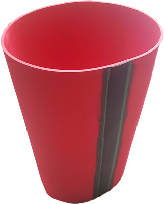 Manchette conique en caoutchouc rouge avec joint noir vertical