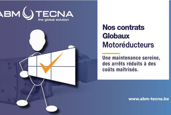 Nos contrats Globaux Motoréducteurs : maintenance sereine, arrêts réduits, coûts maîtrisés, logo ABM TECNA