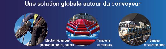les équipes d'ABM TECNA en éléctromécanique, vulcanisation de bande, montage de rouleaux et tambours