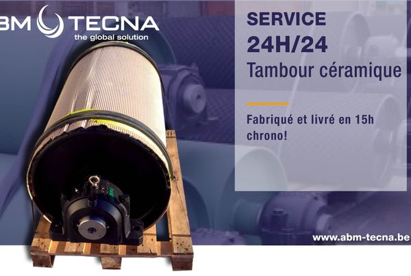 Tambour céramique fabriqué et livré en 15 h, posé sur palette : « Service 24H/24, tambour céramique »