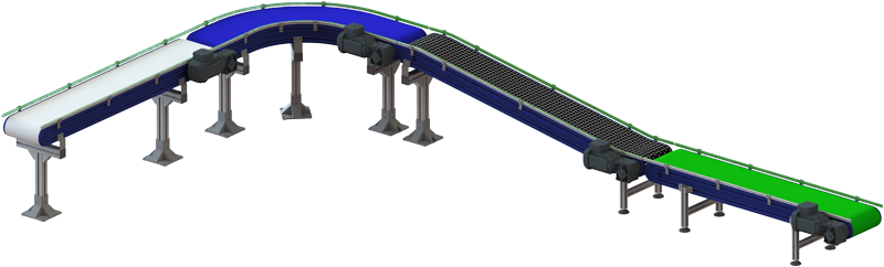 Convoyeur PVC-PU avec bandes alimentaires et toiles métalliques