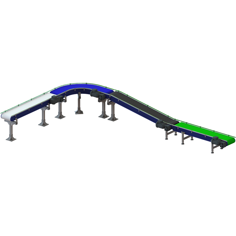 Convoyeur PVC-PU avec bandes alimentaires et toiles métalliques