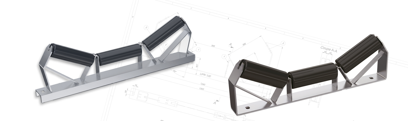 Supports pour rouleaux en UPN et fer plat